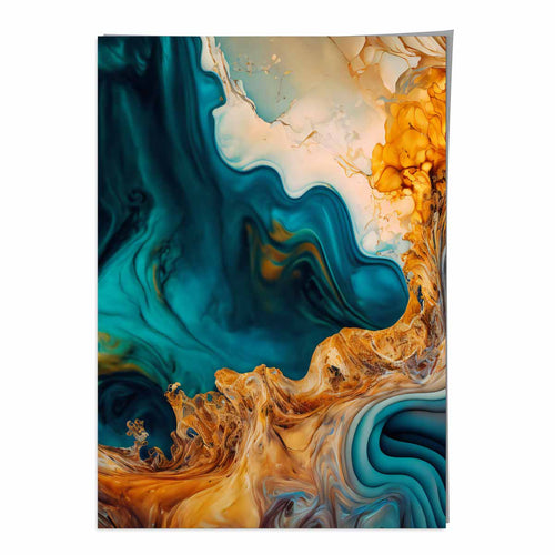 Abstract liquid art prints in blue and orange No. 3 | Bowlift
