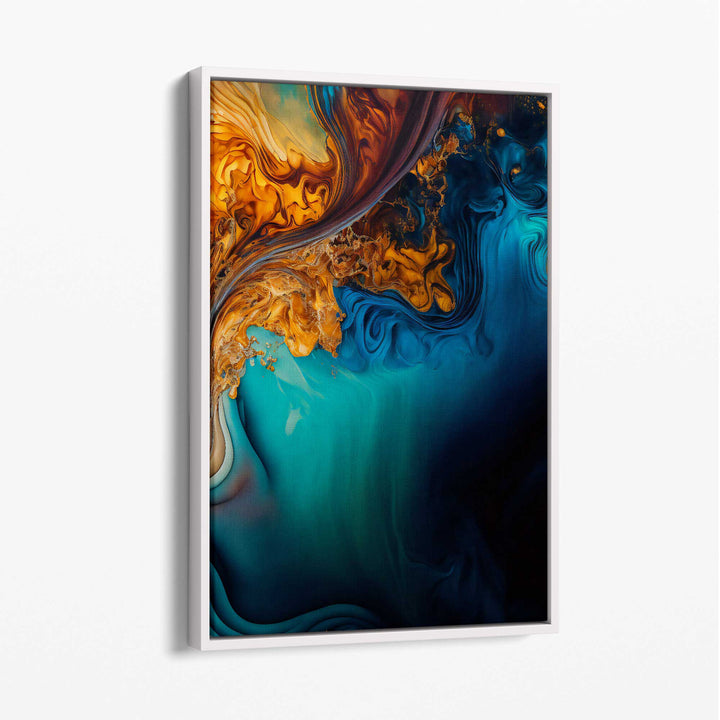 Abstract Liquid Canvas Prints in Blue and Orange No. 4 | Bowlift