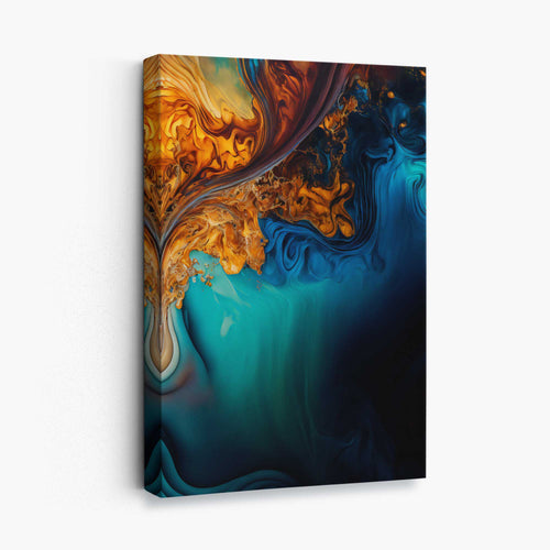 Abstract Liquid Canvas Prints in Blue and Orange No. 4 | Bowlift