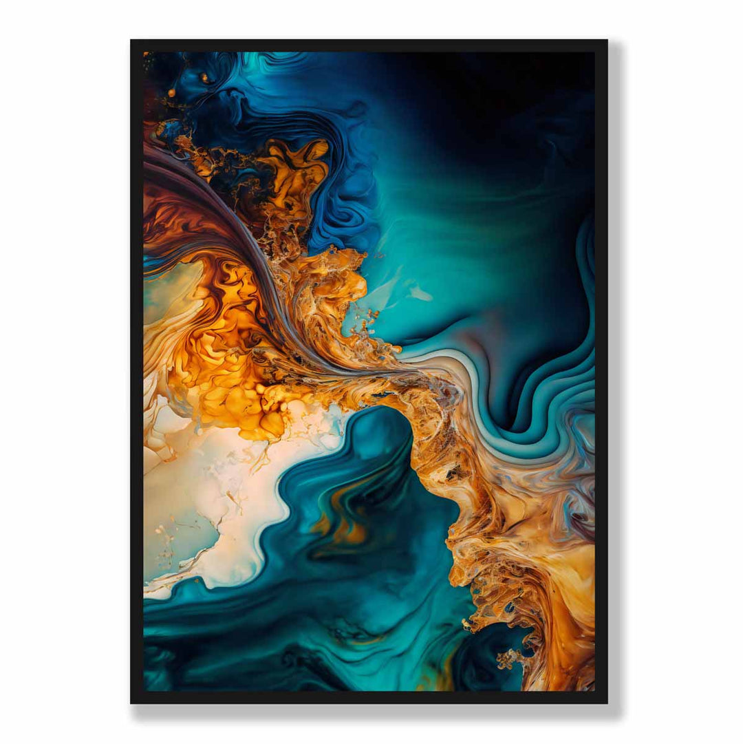 Abstract Fluid Art Prints in Blue and Orange No. 5 | Bowlift
