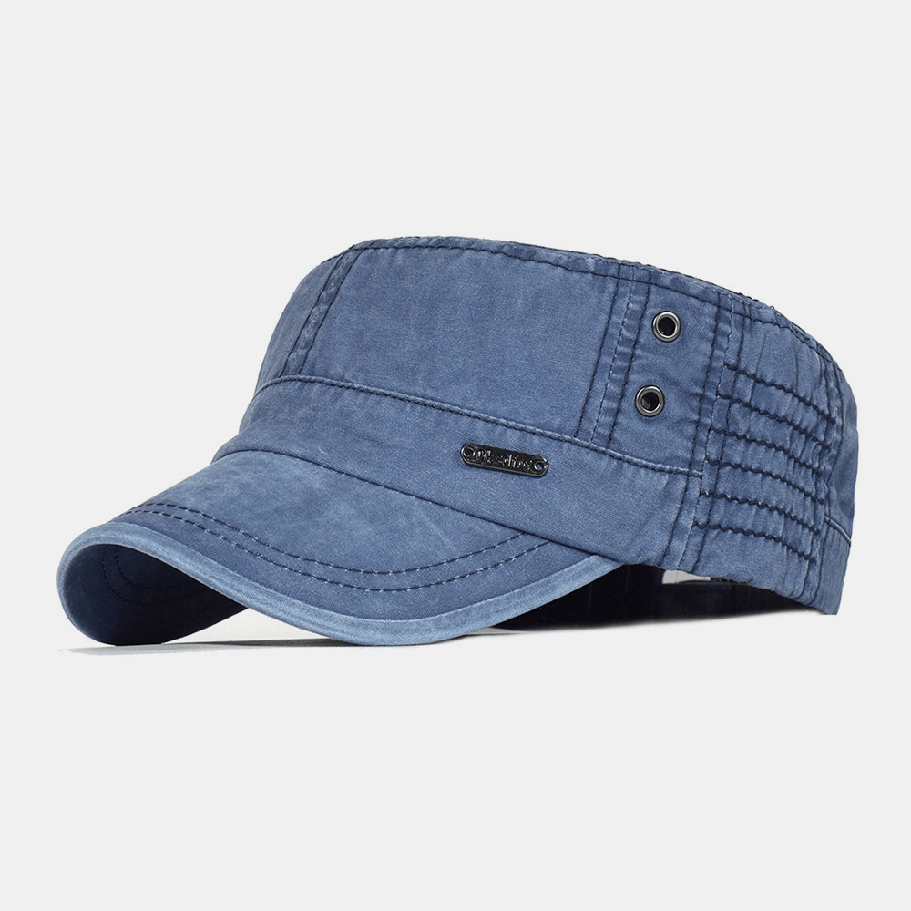 BowLift | Adjustable Washed Cotton Military Flat Cap for Men – Classic Army Style Hat