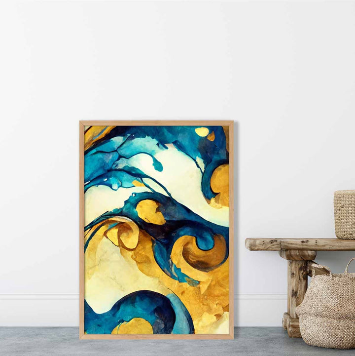 Abstract Art Print in Yellow and Blue No. 2 | Bowlift