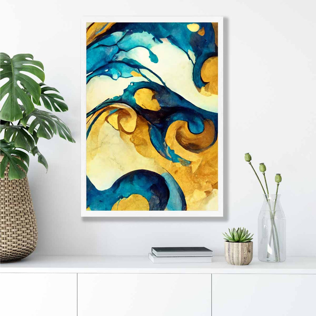 Abstract Art Print in Yellow and Blue No. 2 | Bowlift