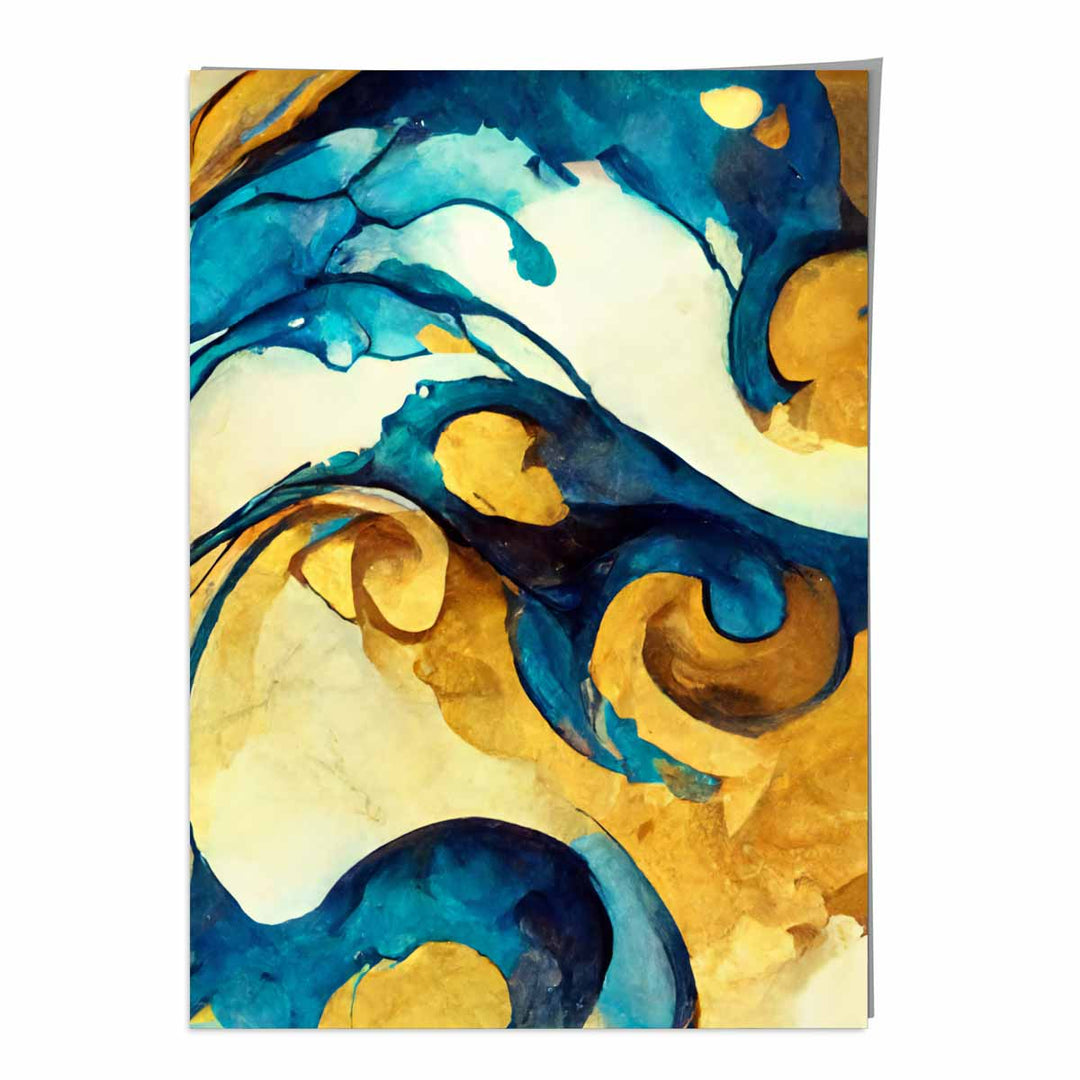 Abstract Art Print in Yellow and Blue No. 2 | Bowlift
