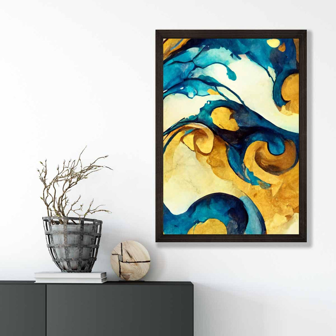 Abstract Art Print in Yellow and Blue No. 2 | Bowlift