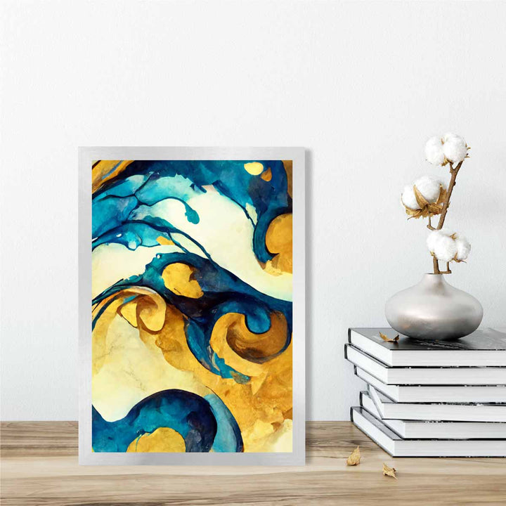 Abstract Art Print in Yellow and Blue No. 2 | Bowlift