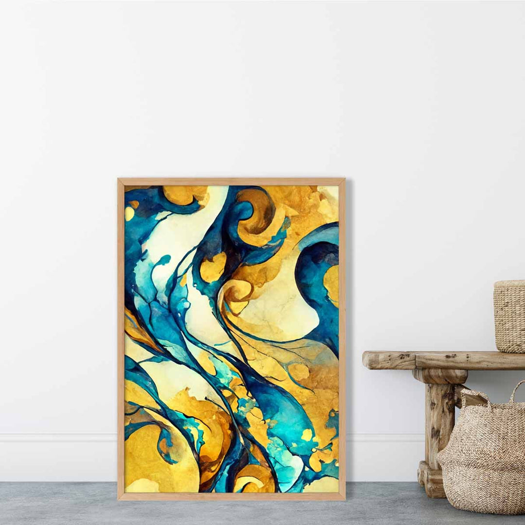 Abstract Art Print in Yellow and Blue No. 3 | Bowlift