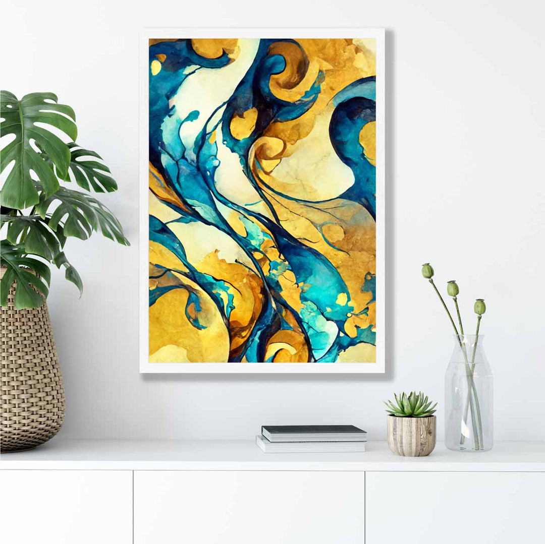 Abstract Art Print in Yellow and Blue No. 3 | Bowlift