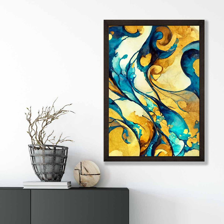 Abstract Art Print in Yellow and Blue No. 3 | Bowlift