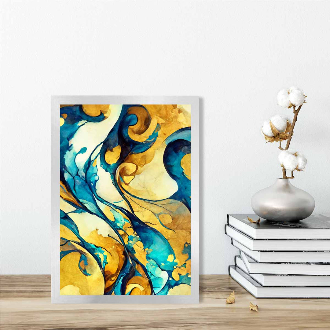 Abstract Art Print in Yellow and Blue No. 3 | Bowlift