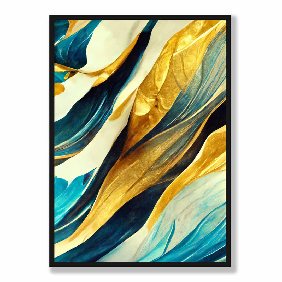 Abstract art print in yellow beige and blue No. 1 | Bowlift