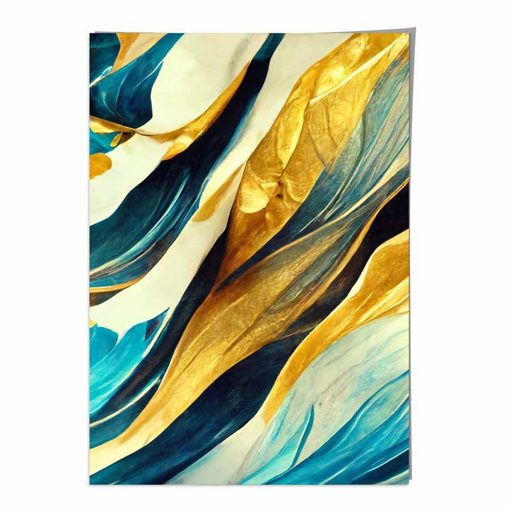 Abstract art print in yellow beige and blue No. 1 | Bowlift