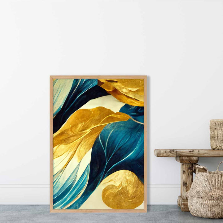 Abstract art print in yellow beige and blue No. 2 | Bowlift