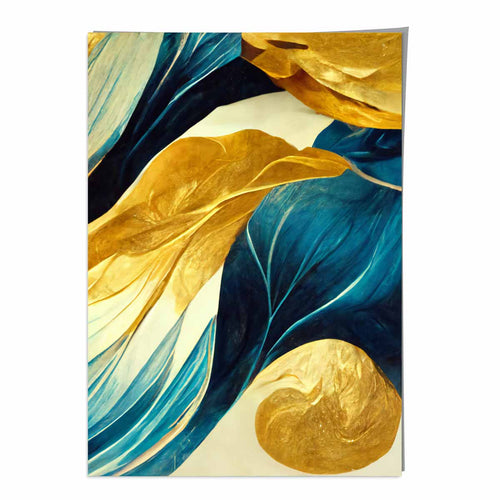 Abstract art print in yellow beige and blue No. 2 | Bowlift