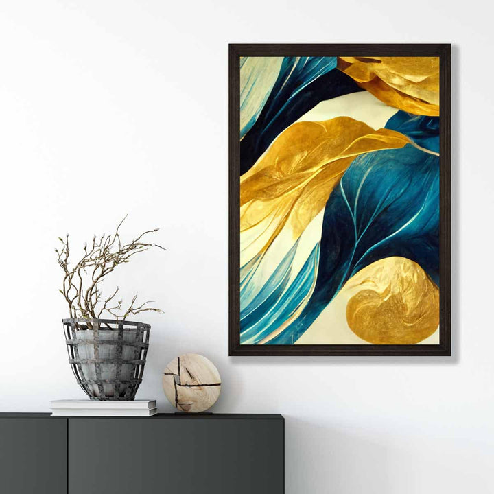 Abstract art print in yellow beige and blue No. 2 | Bowlift
