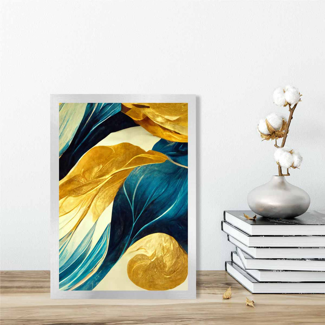 Abstract art print in yellow beige and blue No. 2 | Bowlift