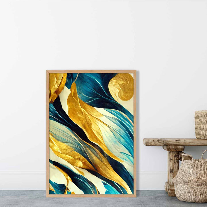 Abstract Art Print in Yellow Beige and Blue No. 3 | Bowlift