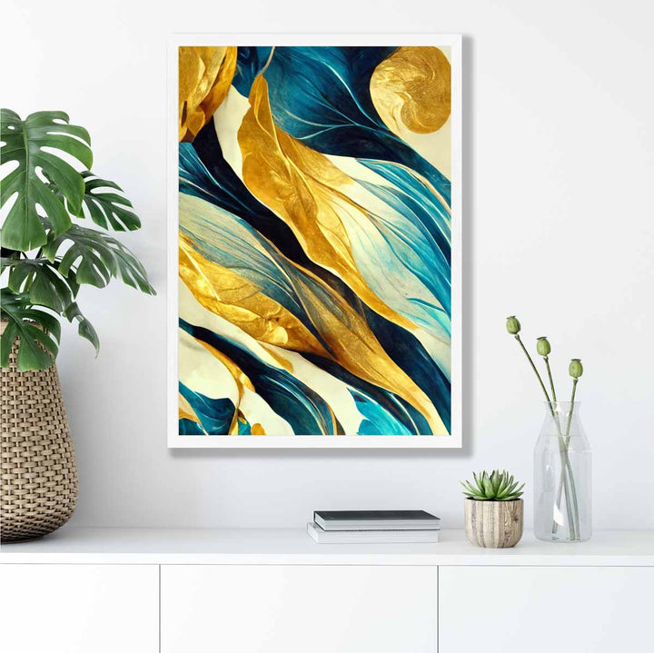 Abstract Art Print in Yellow Beige and Blue No. 3 | Bowlift