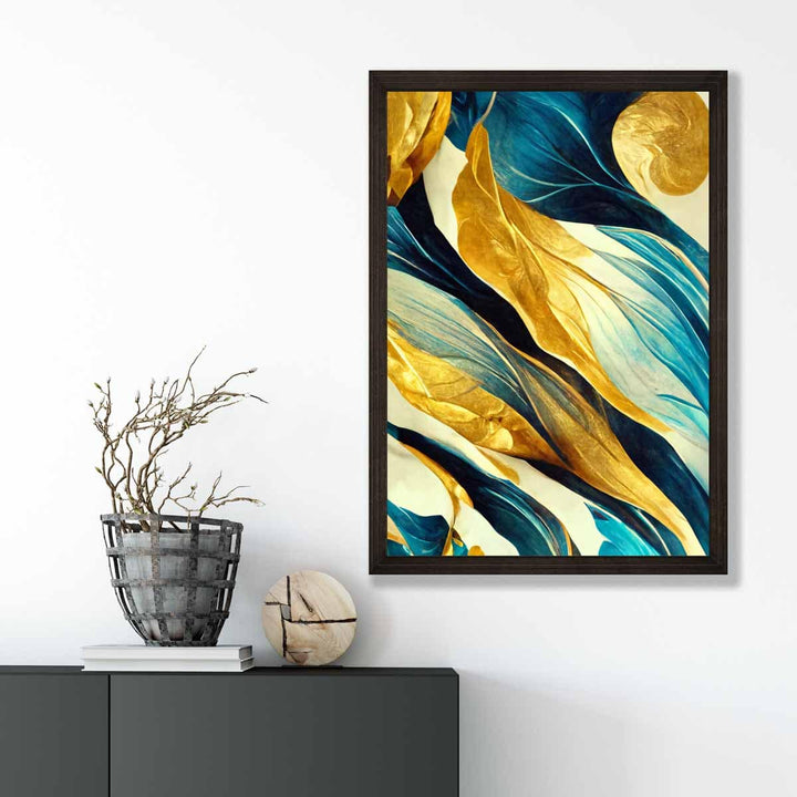 Abstract Art Print in Yellow Beige and Blue No. 3 | Bowlift
