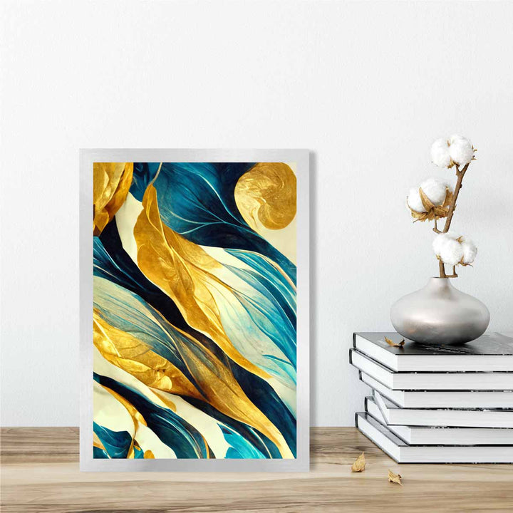 Abstract Art Print in Yellow Beige and Blue No. 3 | Bowlift
