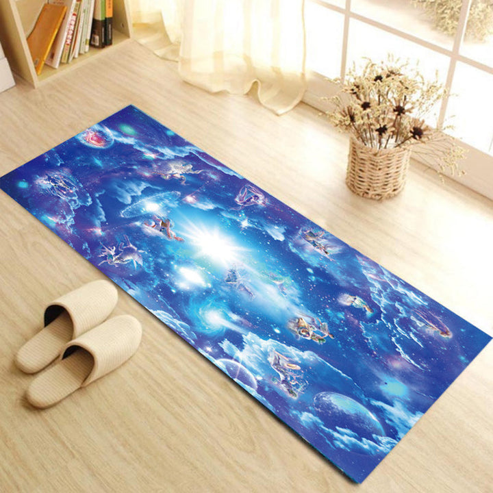 BowLift | Contemporary Patterned Runner Multi-Colored Synthetic Carpet Machine Washable Non-Slip Stain Resistant Carpet for Door