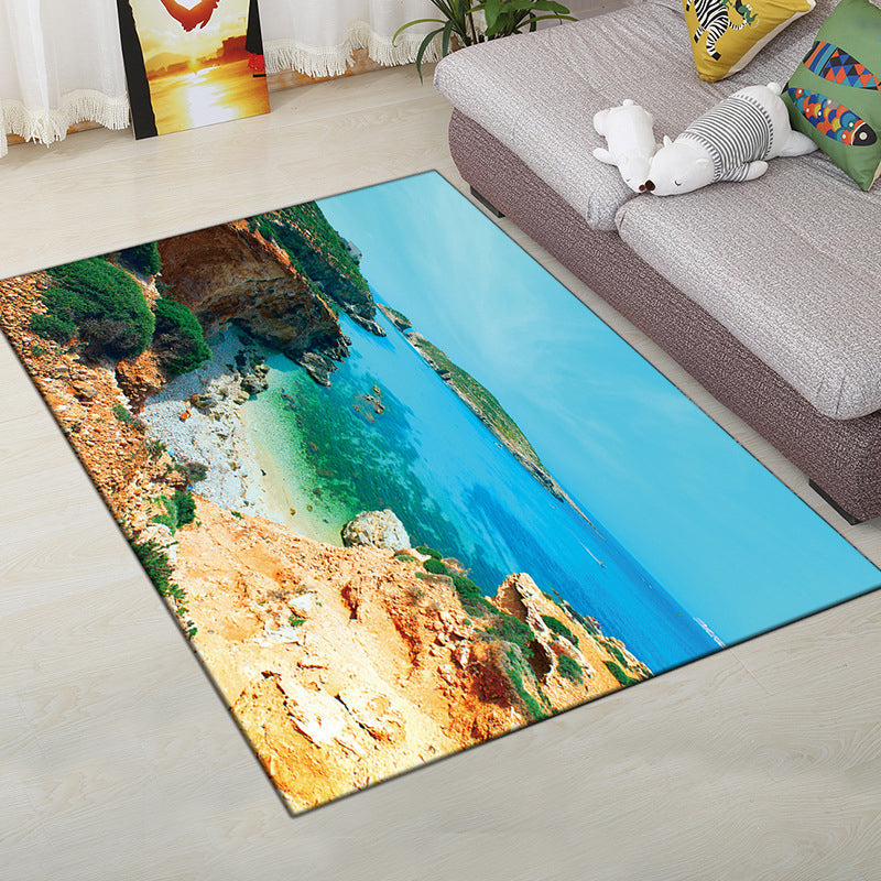 BowLift | Multi-Color Modern Rug Polyester Digital Graphic Living Room Rug Non-Slip Back Pet-Friendly Washable Rug for Guest Room