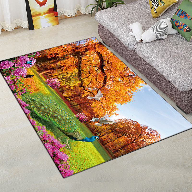 BowLift | Multi-Color Modern Rug Polyester Digital Graphic Living Room Rug Non-Slip Back Pet-Friendly Washable Rug for Guest Room