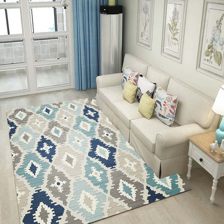 BowLift | Multicolor 3D Illusion Geometry Rug Polyester Modernist Rug Non-Slip Pet-Friendly Machine Washable Rug for the Large Room