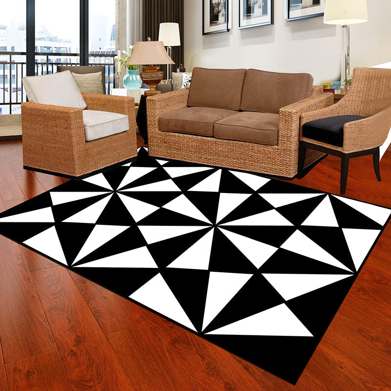 BowLift | Black and White Novelty Rug Polypropylene Optical Illusions Geometric Carpet Stain Resistant Pet Friendly Non Slip Rug for Home