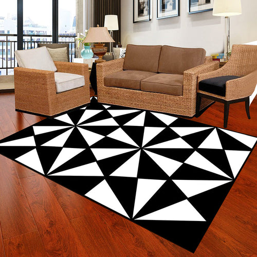 BowLift | Black and White Novelty Rug Polypropylene Optical Illusions Geometric Carpet Stain Resistant Pet Friendly Non Slip Rug for Home