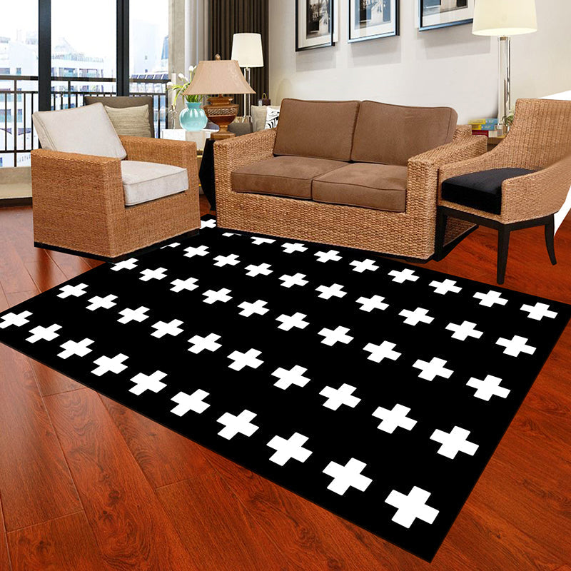 BowLift | Black and White Novelty Rug Polypropylene Optical Illusions Geometric Carpet Stain Resistant Pet Friendly Non Slip Rug for Home
