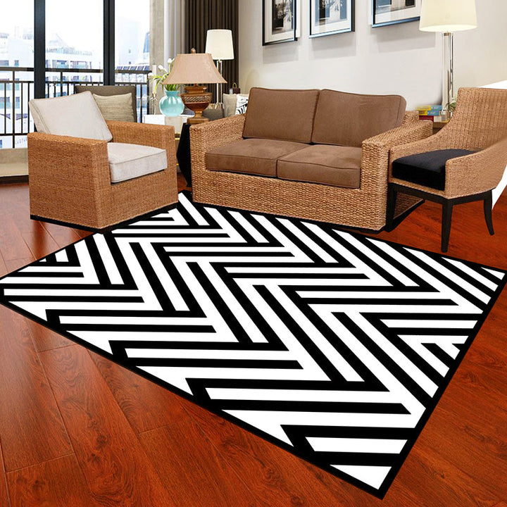 BowLift | Black and White Novelty Rug Polypropylene Optical Illusions Geometric Carpet Stain Resistant Pet Friendly Non Slip Rug for Home