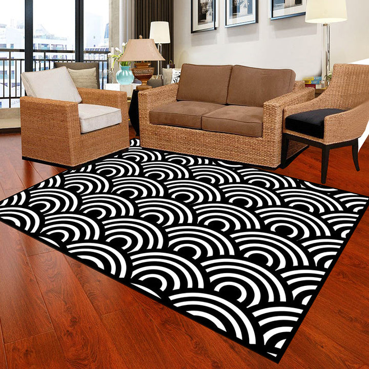 BowLift | Black and White Novelty Rug Polypropylene Optical Illusions Geometric Carpet Stain Resistant Pet Friendly Non Slip Rug for Home