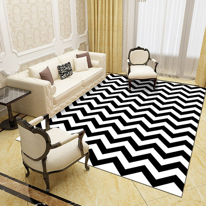 BowLift | Black and White Novelty Rug Polypropylene Optical Illusions Geometric Carpet Stain Resistant Pet Friendly Non Slip Rug for Home