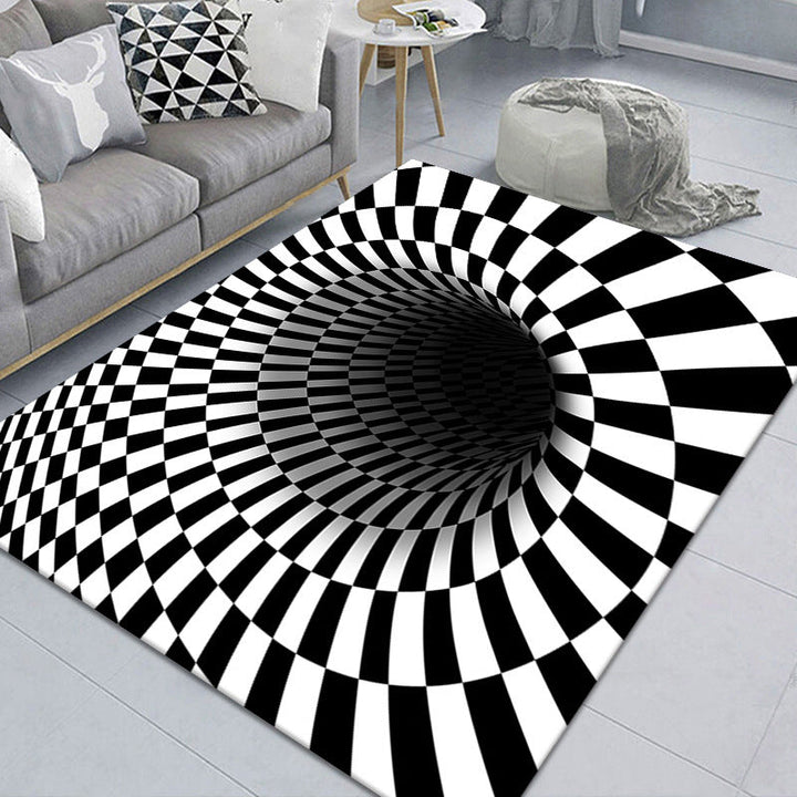 BowLift | Modern Brain Deception 3D Carpet Black Synthetic Area Rug Machine Washable Stain Resistant Non-Slip Rug for Living Room