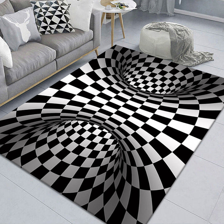 BowLift | Modern Brain Deception 3D Carpet Black Synthetic Area Rug Machine Washable Stain Resistant Non-Slip Rug for Living Room