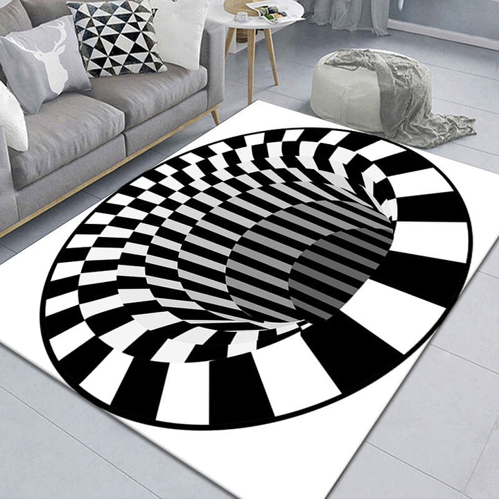 BowLift | Modern Brain Deception 3D Carpet Black Synthetic Area Rug Machine Washable Stain Resistant Non-Slip Rug for Living Room