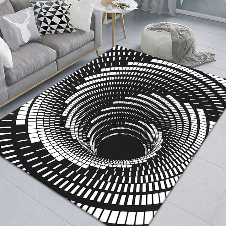 BowLift | Modern Brain Deception 3D Carpet Black Synthetic Area Rug Machine Washable Stain Resistant Non-Slip Rug for Living Room