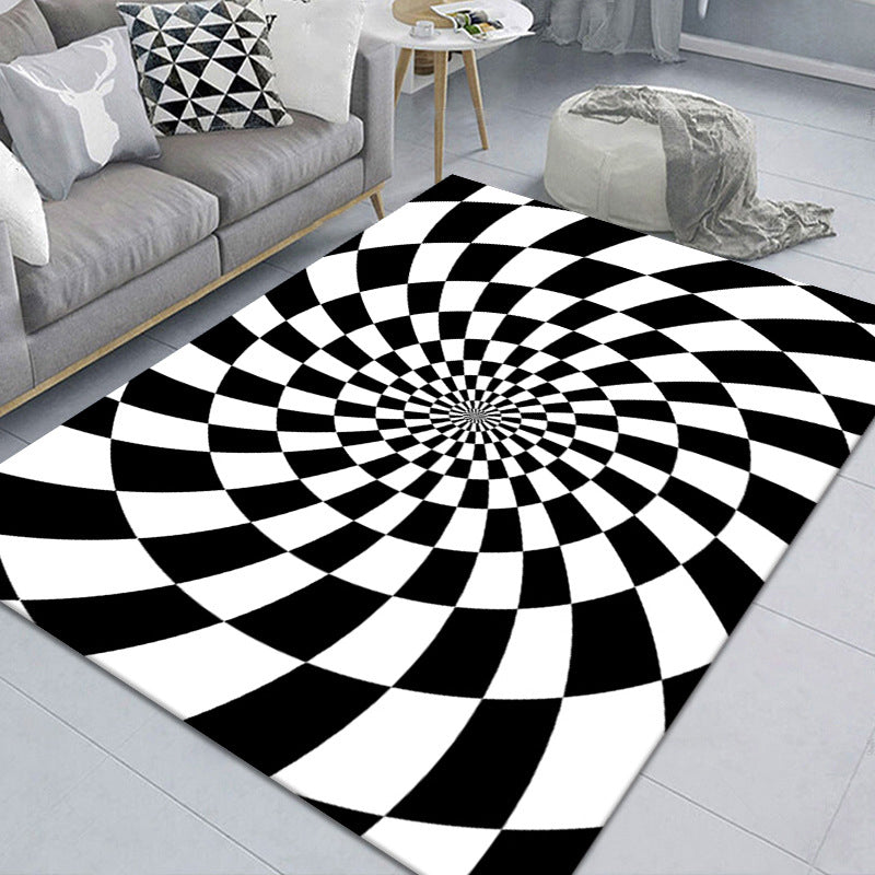BowLift | Modern Brain Deception 3D Carpet Black Synthetic Area Rug Machine Washable Stain Resistant Non-Slip Rug for Living Room