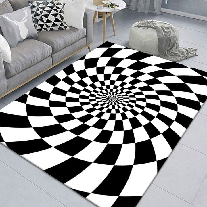 BowLift | Modern Brain Deception 3D Carpet Black Synthetic Area Rug Machine Washable Stain Resistant Non-Slip Rug for Living Room