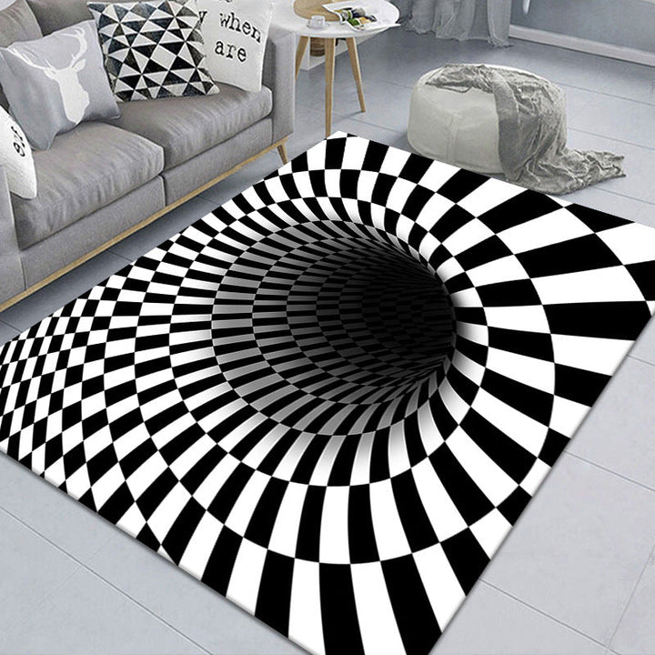BowLift | Modern Brain Deception 3D Carpet Black Synthetic Area Rug Machine Washable Stain Resistant Non-Slip Rug for Living Room