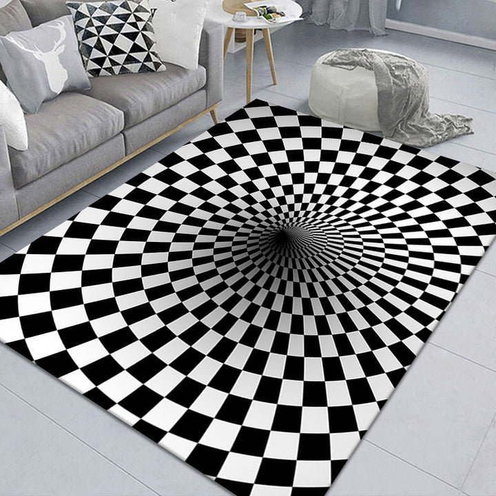 BowLift | Modern Brain Deception 3D Carpet Black Synthetic Area Rug Machine Washable Stain Resistant Non-Slip Rug for Living Room