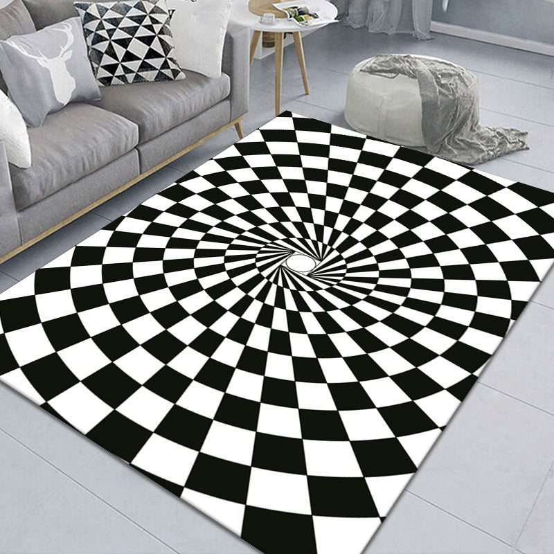 BowLift | Modern Brain Deception 3D Carpet Black Synthetic Area Rug Machine Washable Stain Resistant Non-Slip Rug for Living Room