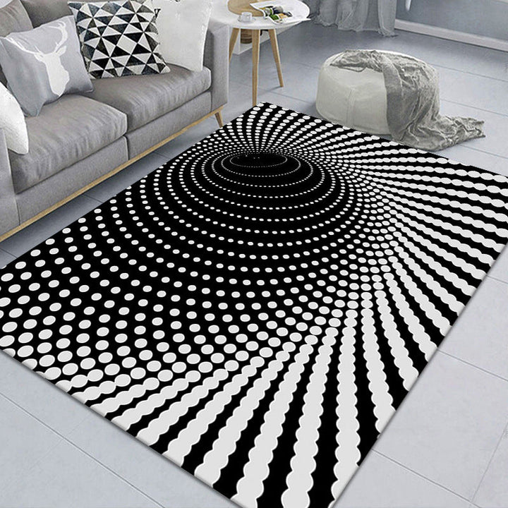 BowLift | Modern Brain Deception 3D Carpet Black Synthetic Area Rug Machine Washable Stain Resistant Non-Slip Rug for Living Room