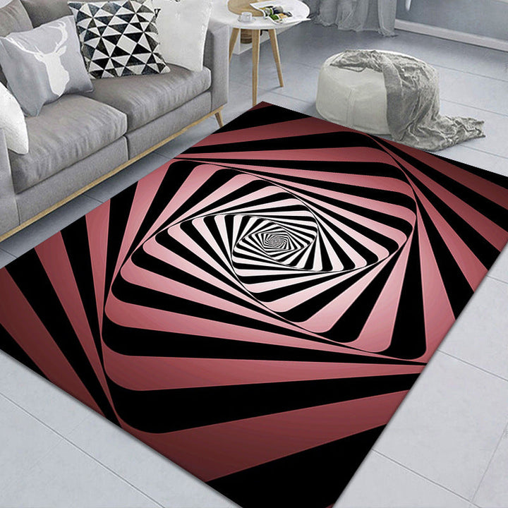 BowLift | Modern Brain Deception 3D Carpet Black Synthetic Area Rug Machine Washable Stain Resistant Non-Slip Rug for Living Room