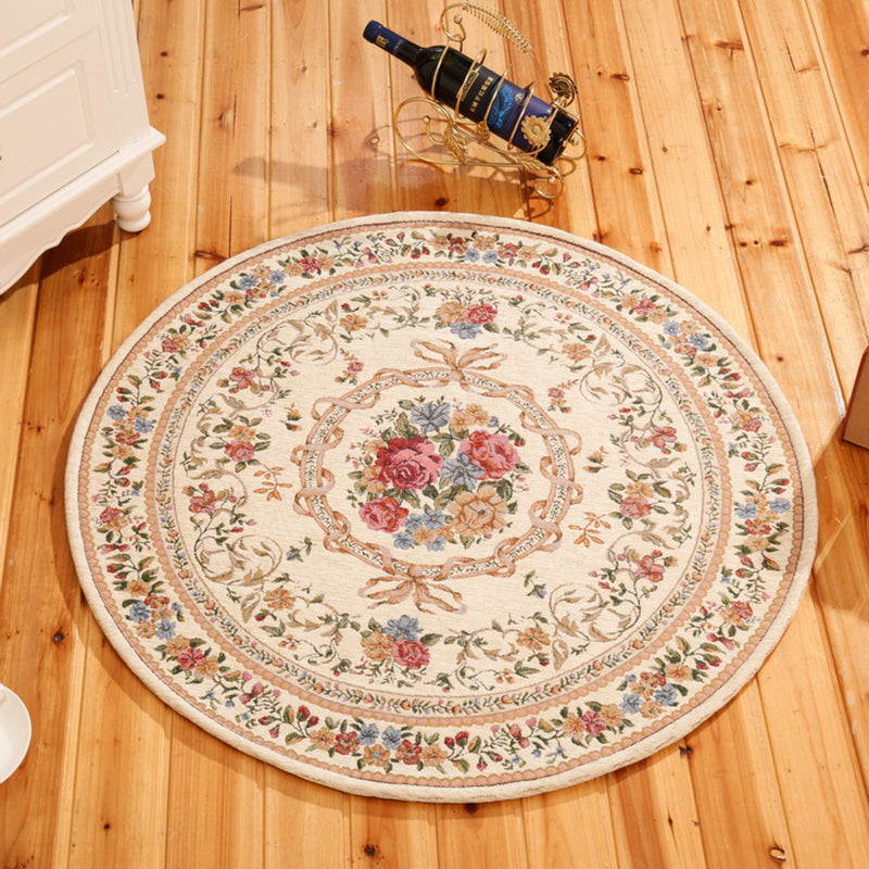 BowLift | Rustic Flower Area Rug Multi Color Cotton Rug Non-Slip Washable Rug for Dining Room