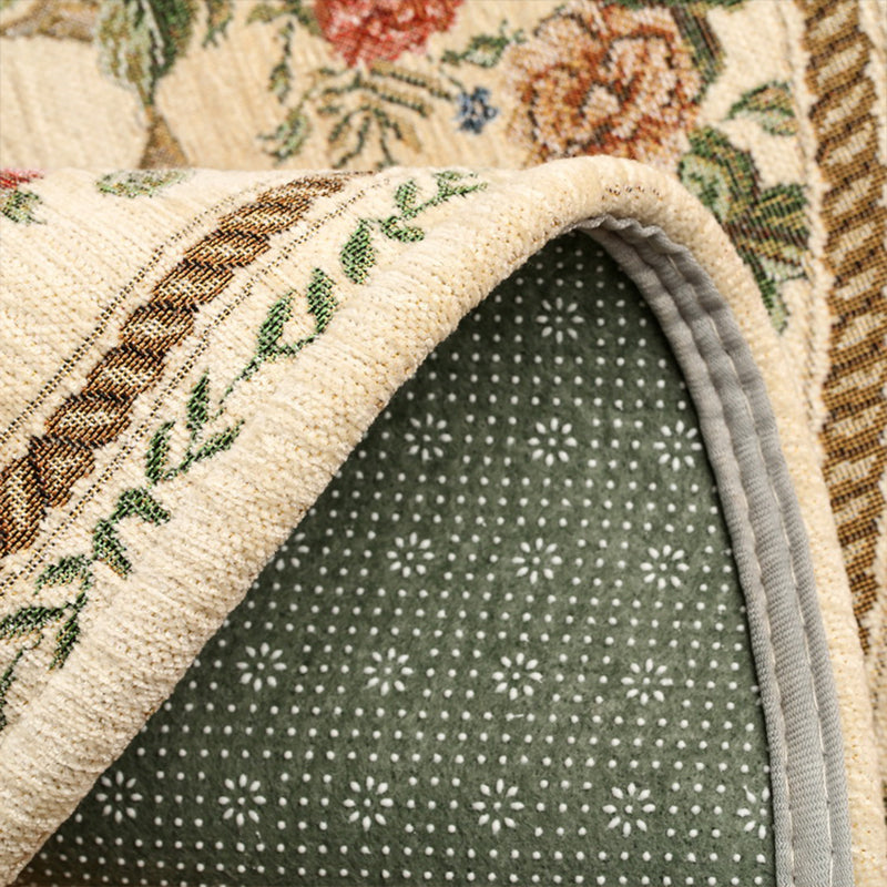 BowLift | Classic Peony Print Rug Multicolor Vintage Rug Cotton Pet Friendly Non-Slip Machine Washable Rug for Bedroom