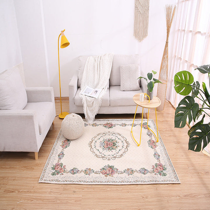 BowLift | Victorian floral structure carpet Multicolor Synthetic carpet Washable Non-slip Stain-resistant carpet for bedroom