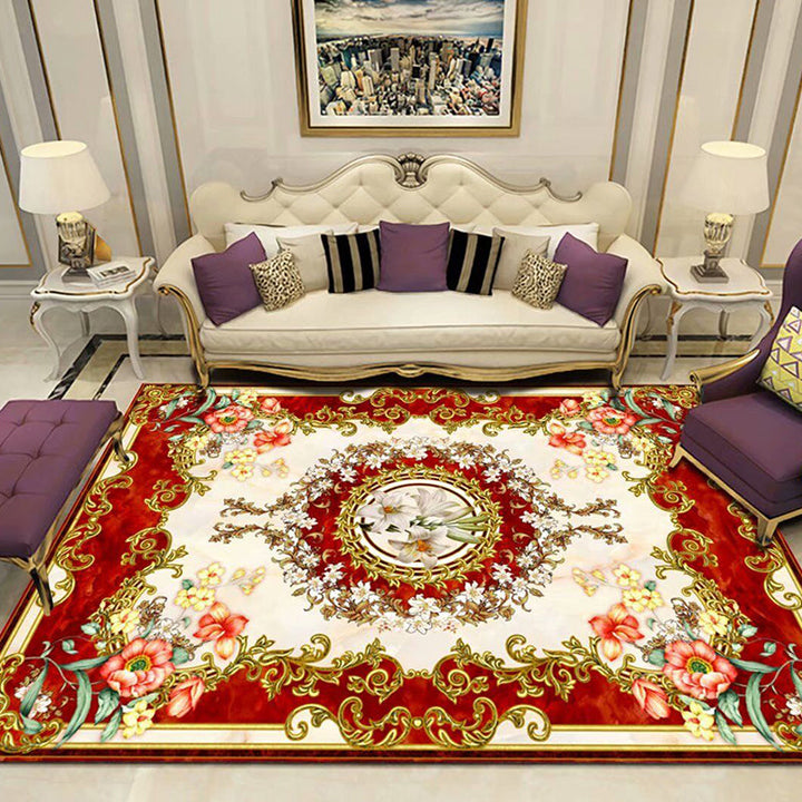 BowLift | Peony Patterned Rug Multicolor Rug Stain Resistant Non-Slip Back Machine Washable Rug for Living Room