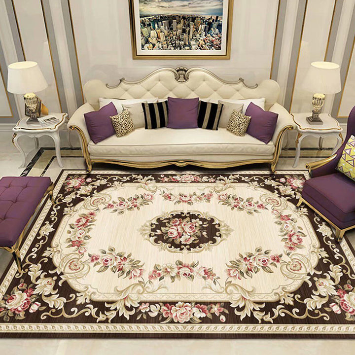 BowLift | Peony Patterned Rug Multicolor Rug Stain Resistant Non-Slip Back Machine Washable Rug for Living Room
